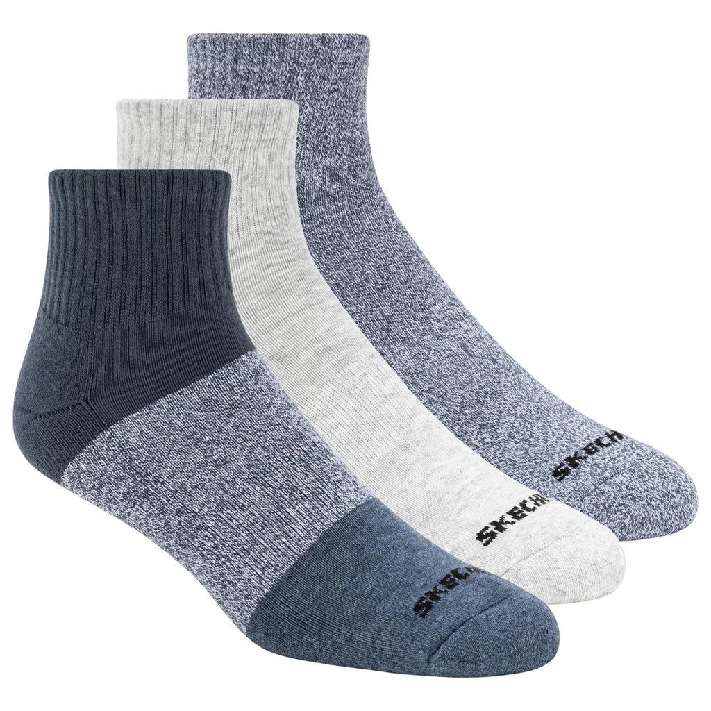 Skechers 3pk Mens Qtr Colorbloc Socks S118998-BLU - Wielokolorowe
