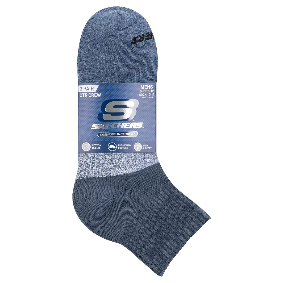Skechers 3pk Mens Qtr Colorbloc Socks S118998-BLU - Wielokolorowe
