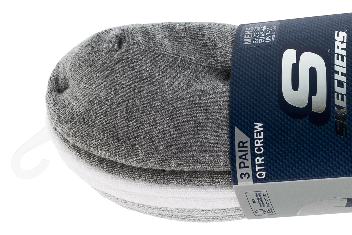 Skechers 3pk Mens Qtr Colorbloc Socks S118998-GRY - Szare