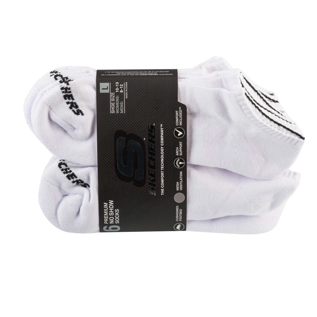 Skechers 6pk Unisex 1/2 Terry Crew Socks S118210-WHT - Białe
