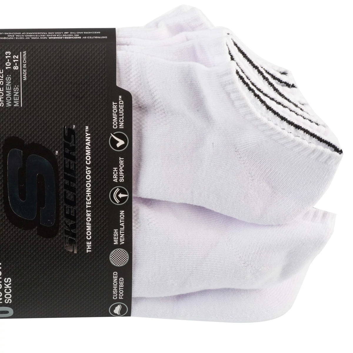 Skechers 6pk Unisex 1/2 Terry Crew Socks S118210-WHT - Białe