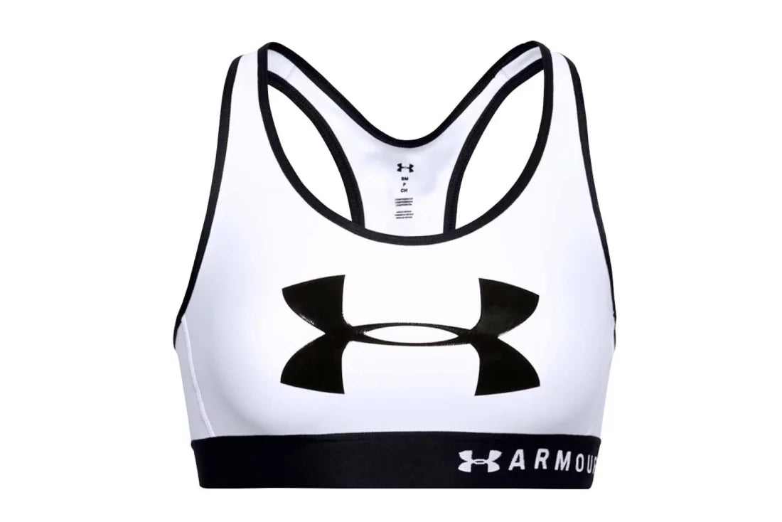 Under Armour Mid Keyhole Graphic Bra 1344333-100 - Białe